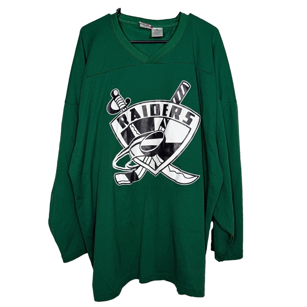 Vintage Kamazu Prince Albert Raiders Style Hockey Jersey Size XL Green Mesh